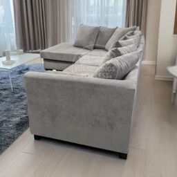 Furnishings For Less UK Casper Chenille Large 5 Seater L Shaped Corner Sofa Left Hand Facing in Grey - thumbnail 2