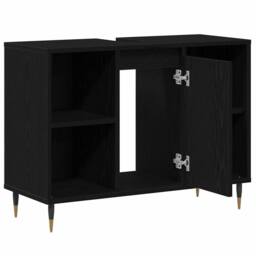Berkfield Home Vanity Unit Black Oak Engineered Wood Medium Black Oak Vanity - thumbnail 5