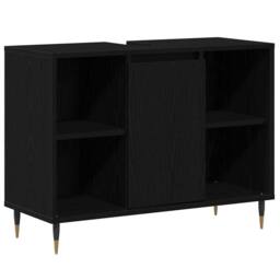 Berkfield Home Vanity Unit Black Oak Engineered Wood Medium Black Oak Vanity - thumbnail 3