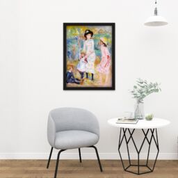 "Artery8 Wall Art Print Renoir Children On The Seashore Guernsey Large Framed Wall Décor Art in Black - Size: W18"" x H24""" - thumbnail 2