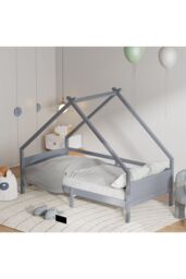 Living and Home 197x97x153cm Grey Core Board Cabin Pine Bed - Size: 197 x 97 x 153 cm - thumbnail 2