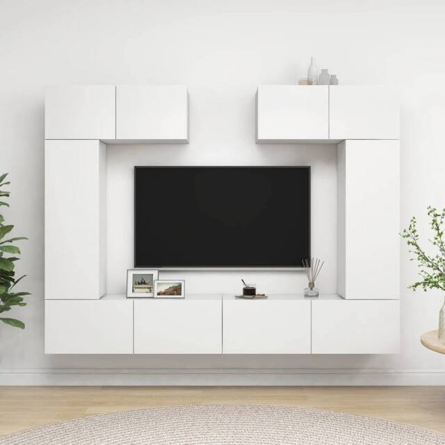 Berkfield Home 6 Piece TV Cabinet Set White Engineered Wood - image 1