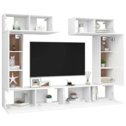 Berkfield Home 6 Piece TV Cabinet Set White Engineered Wood - thumbnail 3