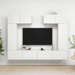 Berkfield Home 6 Piece TV Cabinet Set White Engineered Wood - thumbnail 1