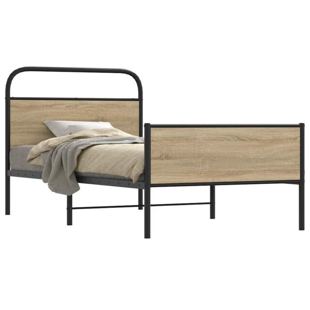 Berkfield Home Bed Frame without Mattress 100x200 cm Sonoma Oak Engineered Wood in Brown - image 1
