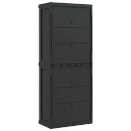 Berkfield Home Outdoor Storage Cabinet Grey & Black 65x37x165 cm PP - Size: 65 x 37 x 165 cm - thumbnail 8