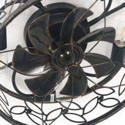 Garwarm 46cm Farmhouse Caged Ceiling Fan with Light Kit & Remote in Bronze - thumbnail 2