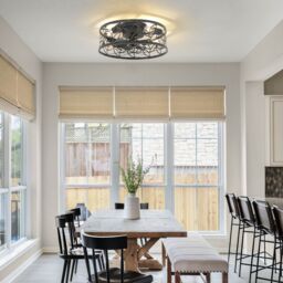 Garwarm 46cm Farmhouse Caged Ceiling Fan with Light Kit & Remote in Bronze - thumbnail 5