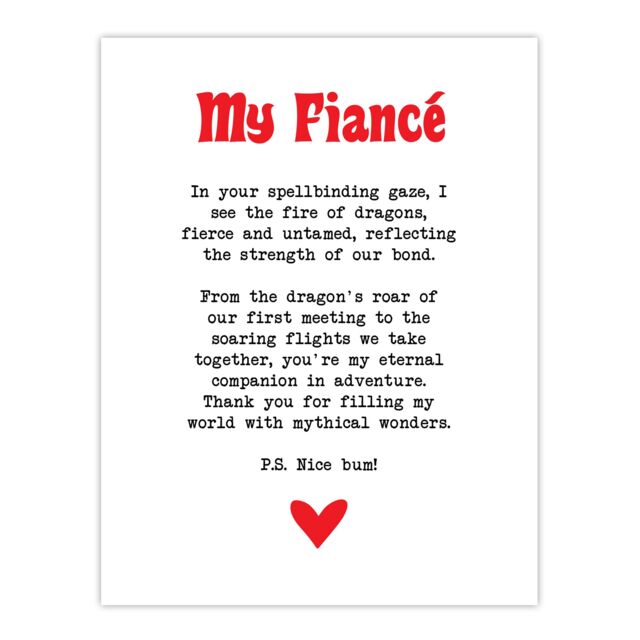 "Artery8 Love Poem Role Play Game Nerd Fiancé Romantic Wall Art Print in White - Size: W24"" x H32""" - image 1