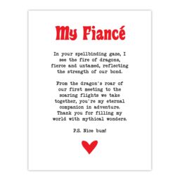 "Artery8 Love Poem Role Play Game Nerd Fiancé Romantic Wall Art Print in White - Size: W24"" x H32""" - thumbnail 1