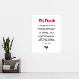 "Artery8 Love Poem Role Play Game Nerd Fiancé Romantic Wall Art Print in White - Size: W24"" x H32""" - thumbnail 4