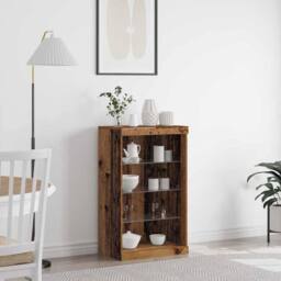 Berkfield Home Sideboard with LED Lights Old Wood 60, 5x37x100 cm in Brown - Size: 5 x 37 x 100 cm - thumbnail 2