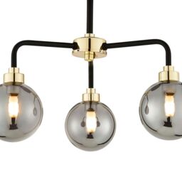 First Choice Lighting Set of 2 Black Paint & Smoked Glass 3 Lights - thumbnail 4