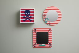 Orsina Bright Pirate Mirror, Cheerful Child Bedroom Mirror, Versatile Colourful Round Pirate Mirror For Washroom - thumbnail 2