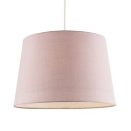 Happy Homewares Modern Cotton Fabric 12inch Drum Lampshade with White Cotton Inner in Pink - Size: 12 inches - thumbnail 2