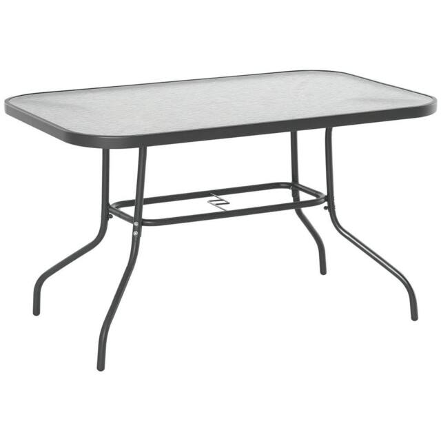 Nordara Metal Garden Dining Table Outdoor Patio Glass Umbrella Hole - image 1