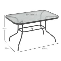 Nordara Metal Garden Dining Table Outdoor Patio Glass Umbrella Hole - thumbnail 2