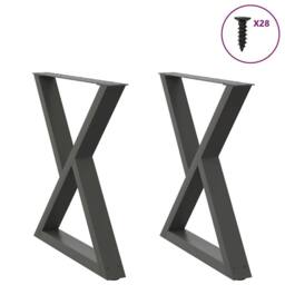 Berkfield Home Modern Dining Table Legs 2 pcs Anthracite 80x(72-73.3) cm Steel in Dark Grey - thumbnail 2
