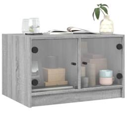 Berkfield Home Modern Coffee Table with Glass Doors Grey Sonoma 68x50x42 cm - Size: 68 x 50 x 42 cm - thumbnail 4