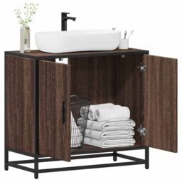 Berkfield Home Bathroom Sink Cabinet Brown Oak 65x33x60 cm Engineered Wood - Size: 65 x 33 x 60 cm - thumbnail 1