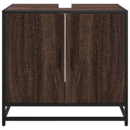 Berkfield Home Bathroom Sink Cabinet Brown Oak 65x33x60 cm Engineered Wood - Size: 65 x 33 x 60 cm - thumbnail 5