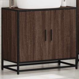 Berkfield Home Bathroom Sink Cabinet Brown Oak 65x33x60 cm Engineered Wood - Size: 65 x 33 x 60 cm - thumbnail 4