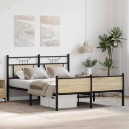Berkfield Home Bed Frame without Mattress Sonoma Oak 137x190 cm Engineered Wood in Light Brown - thumbnail 5