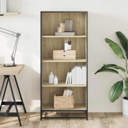 Berkfield Home Bookcase Sonoma Oak 60x35x139 cm Engineered Wood in Brown - Size: 60 x 35 x 139 cm - thumbnail 3