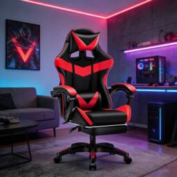 EONLION Gaming Chair Leather Racing Ergonomic Office in Black - Size: 100 cm - thumbnail 5