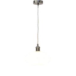 First Choice Lighting Set of 2 Baton - White Ribbed Oval Glass Chrome Retro Pendant Fittings - thumbnail 3