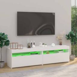 Berkfield Home TV Cabinets 2 pcs with LED Lights White 75x35x40 cm - Size: 75 x 35 x 40 cm - thumbnail 3