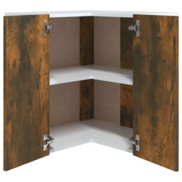 Berkfield Home Hanging Corner Cabinet Smoked Oak 57x57x60 cm Engineered Wood in Brown - Size: 57 x 57 x 60 cm - thumbnail 6