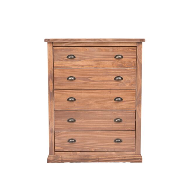 Cabinet Bits Tirolo 5 Drawer Chest of Drawers Brass Cup Handle in Brown - image 1