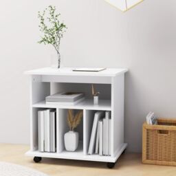 Berkfield Home Rolling Cabinet White 60x45x60 cm Engineered Wood - Size: 60 x 45 x 60 cm - thumbnail 3