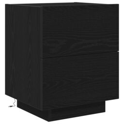 Berkfield Home Bedside Cabinets with LED Lights 2 pcs Black Oak 45x40x55 cm - Size: 45 x 40 x 55 cm - thumbnail 7