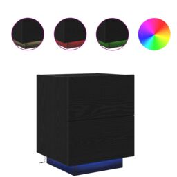 Berkfield Home Bedside Cabinets with LED Lights 2 pcs Black Oak 45x40x55 cm - Size: 45 x 40 x 55 cm - thumbnail 4