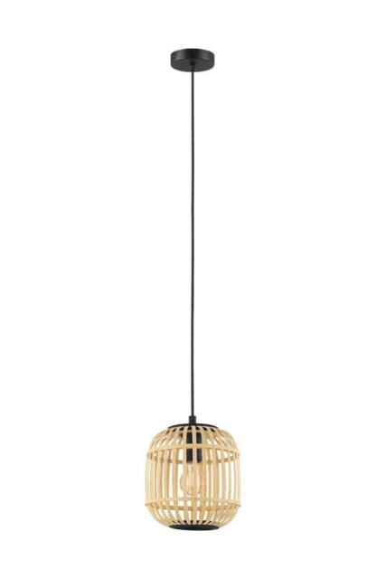 Eglo Bordesley Natural Bamboo & Metal 1 Light Ceiling Pendant in Light Brown - image 1