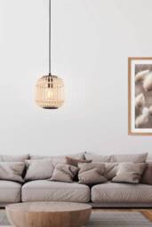 Eglo Bordesley Natural Bamboo & Metal 1 Light Ceiling Pendant in Light Brown - thumbnail 2