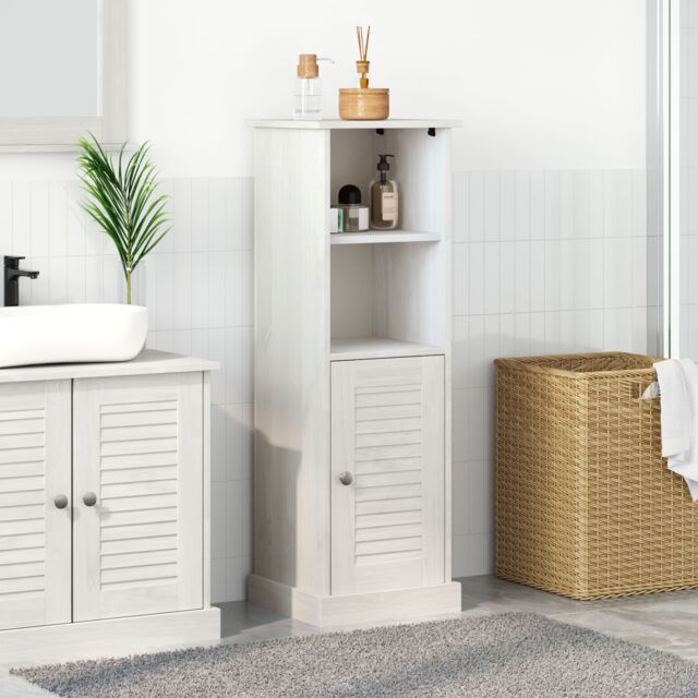 Berkfield Home Bathroom Cabinet with Storage White Solid pine wood - image 1