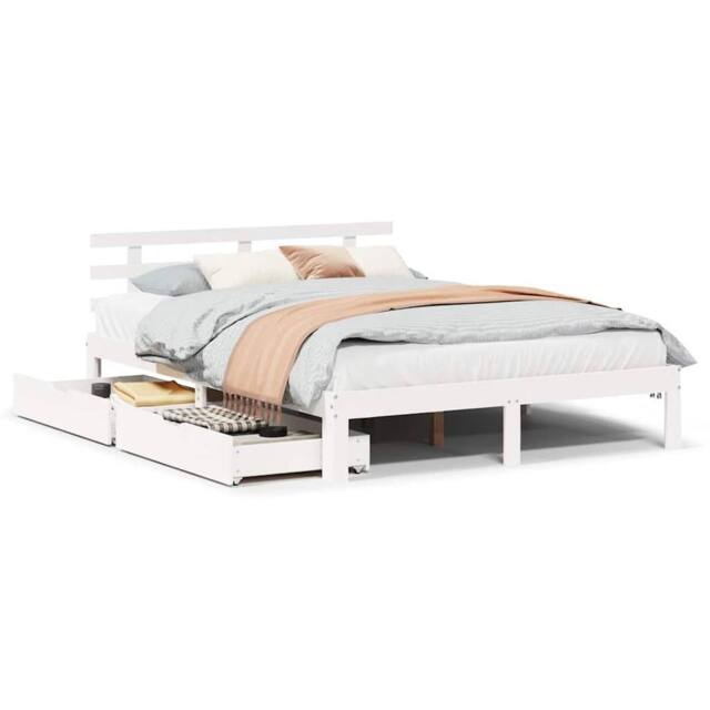 Berkfield Home Bed Frame with Drawers without Mattress White 160x200 cm - image 1