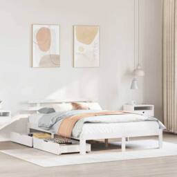 Berkfield Home Bed Frame with Drawers without Mattress White 160x200 cm - thumbnail 2