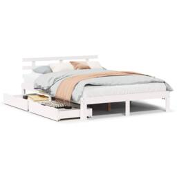 Berkfield Home Bed Frame with Drawers without Mattress White 160x200 cm - thumbnail 1