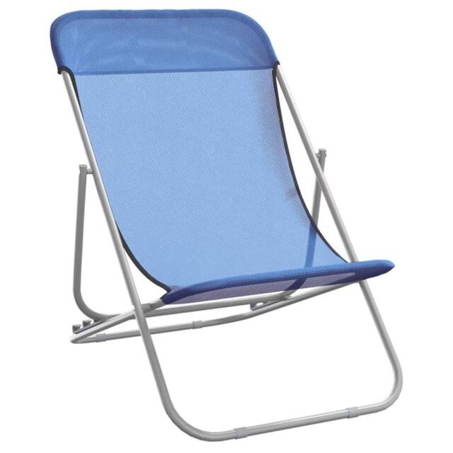 Berkfield Home Beautiful Folding Beach Chairs 2 pcs Blue Textilene&Powder-coated - image 1