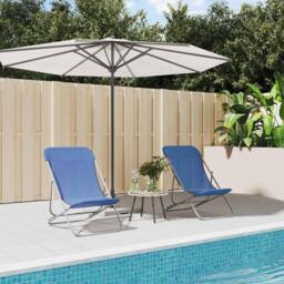 Berkfield Home Beautiful Folding Beach Chairs 2 pcs Blue Textilene&Powder-coated - thumbnail 2