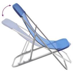 Berkfield Home Beautiful Folding Beach Chairs 2 pcs Blue Textilene&Powder-coated - thumbnail 7