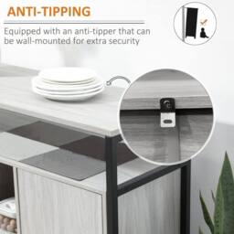 Wyld Haus Vara Light Grey Sideboard Steel Frame 2 Doors 4 Shelves - thumbnail 6