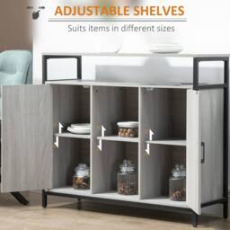 Wyld Haus Vara Light Grey Sideboard Steel Frame 2 Doors 4 Shelves - thumbnail 5