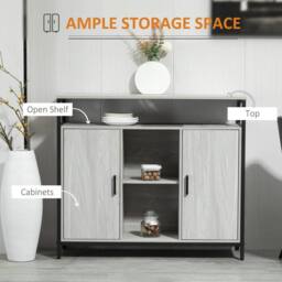 Wyld Haus Vara Light Grey Sideboard Steel Frame 2 Doors 4 Shelves - thumbnail 4
