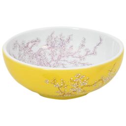Berkfield Home Countertop Basin White & Yellow Round Œ¶41x14 cm Ceramic - Size: 41x14 cm - thumbnail 3