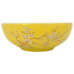 Berkfield Home Countertop Basin White & Yellow Round Œ¶41x14 cm Ceramic - Size: 41x14 cm - thumbnail 2